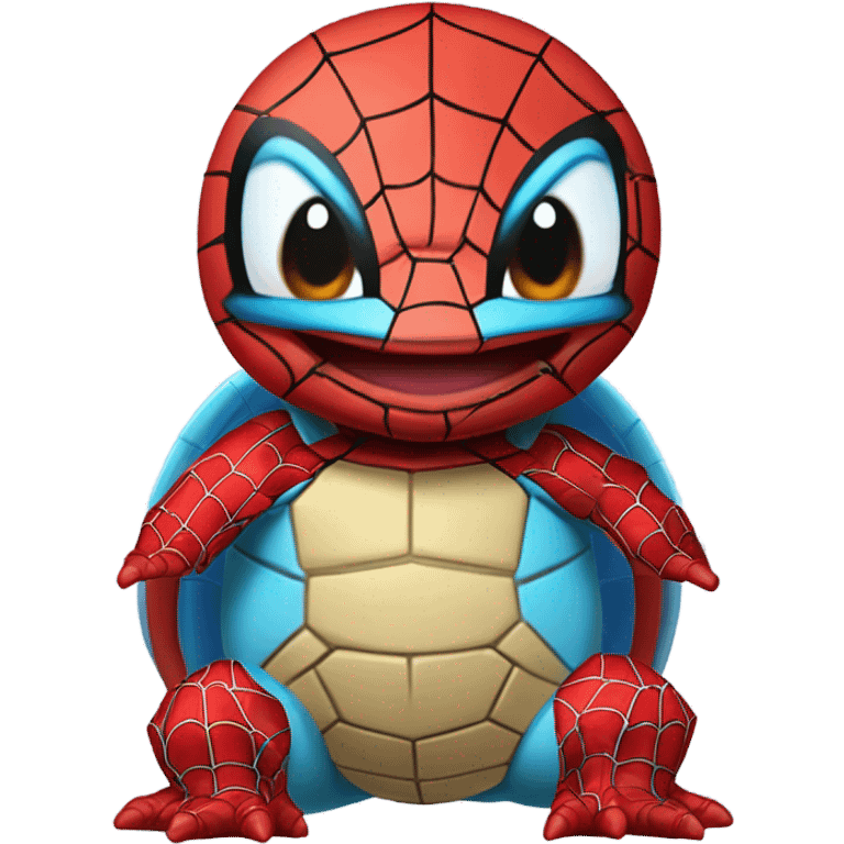 Squirtle disguised as spider Man emoji