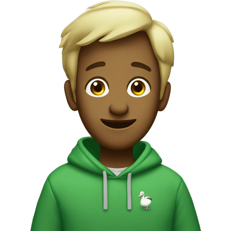 Silly goose in green sweatshirt  emoji