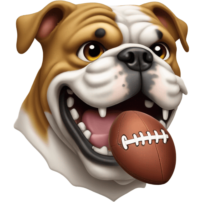 Bulldog with football and foaming mouth emoji