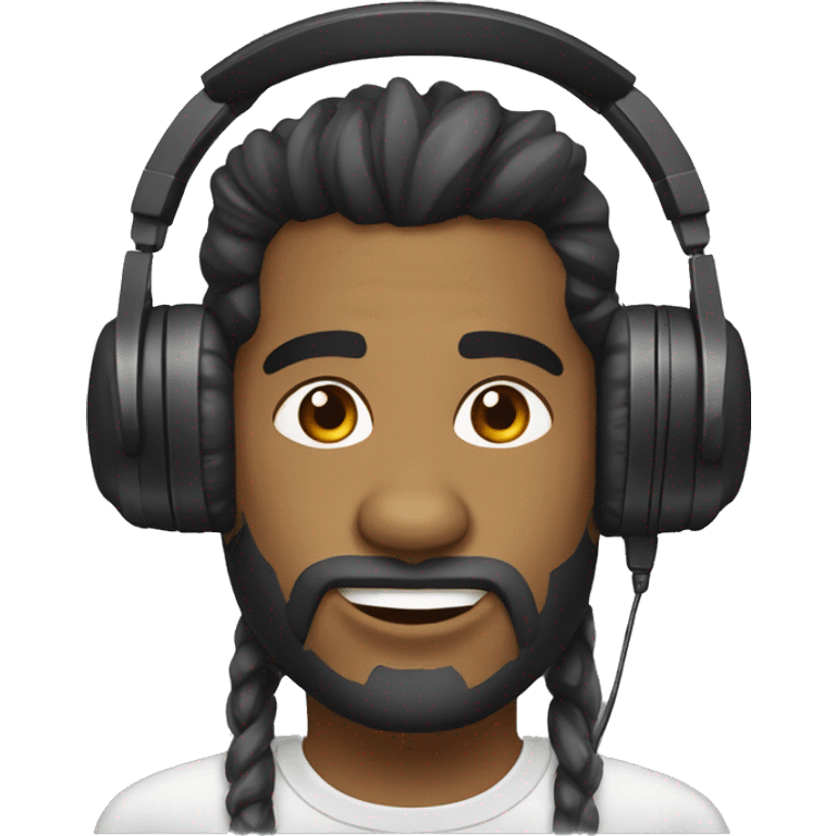 lobo siberiano negro con audifonos emoji