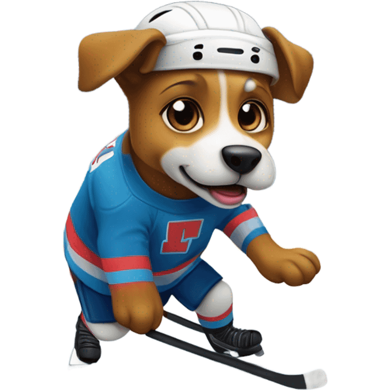 Dog playing hockey  emoji