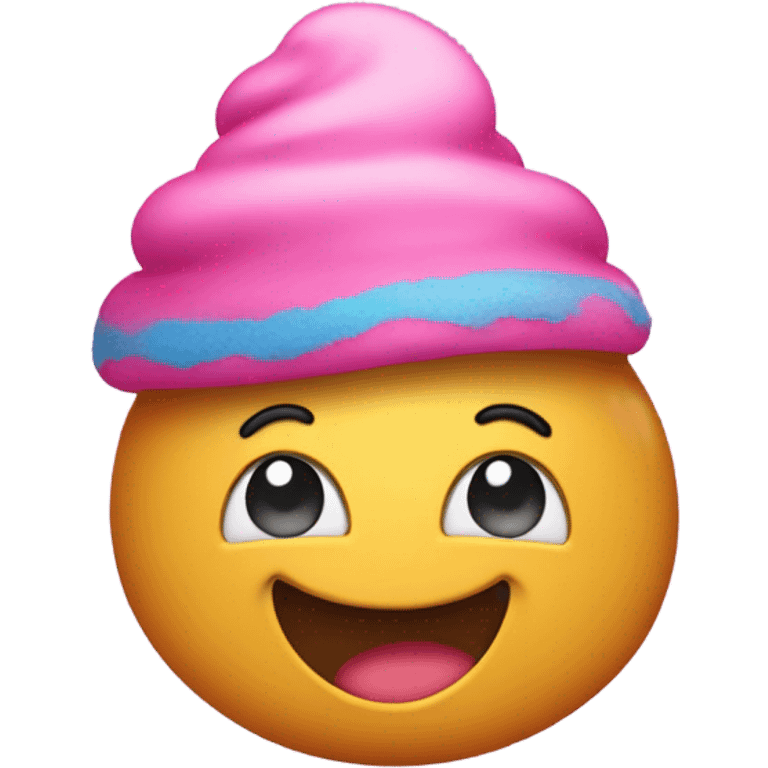 Pink poop with hat emoji