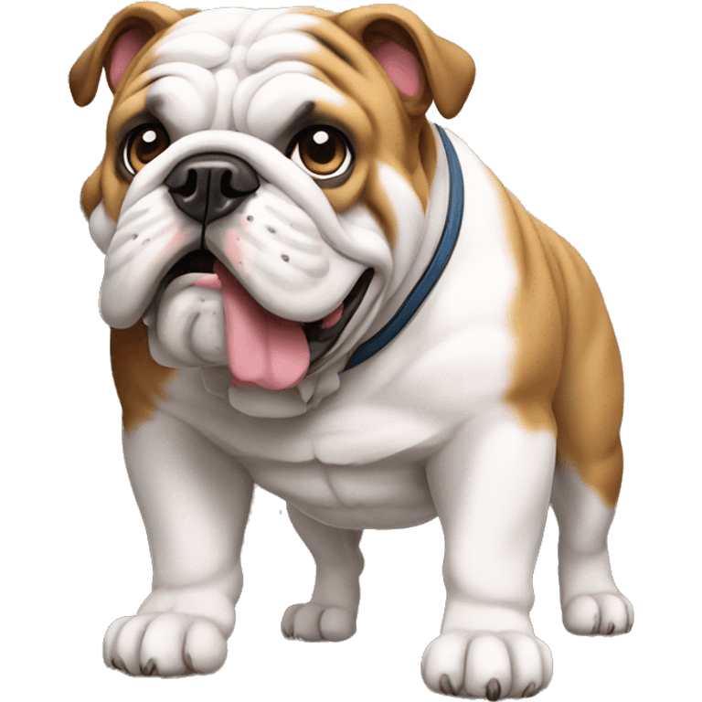 english bulldog leaning with paws on the wall standing emoji