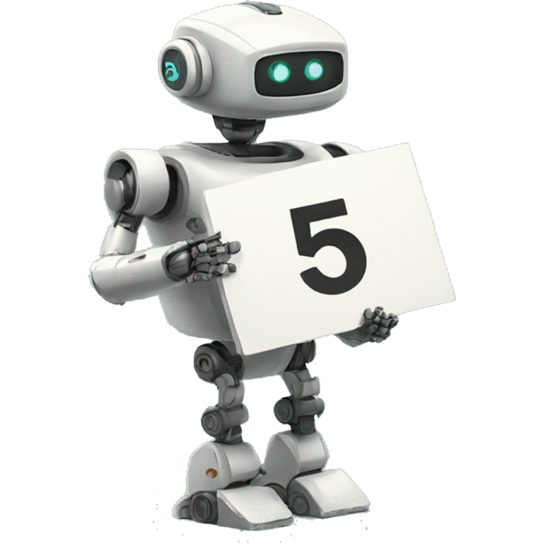  ROBOT HOLDING A SIGN WRITTEN NUMBER FIVE emoji