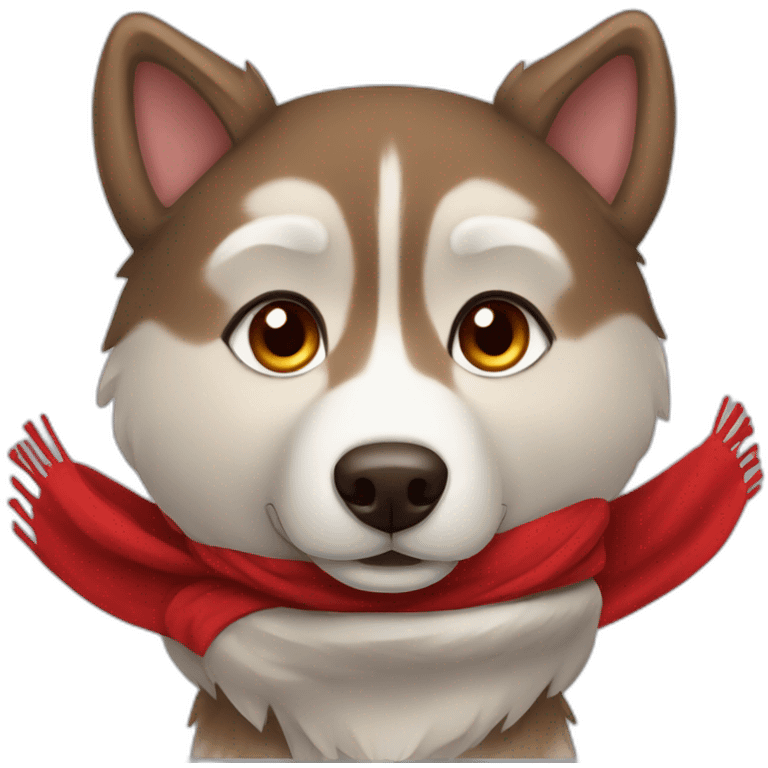 Brown husky with red scarf emoji