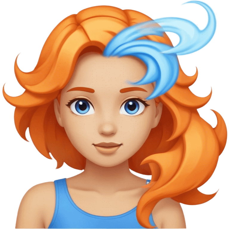 Tiki with colors blue and orange-tornado-fun-love-girl emoji