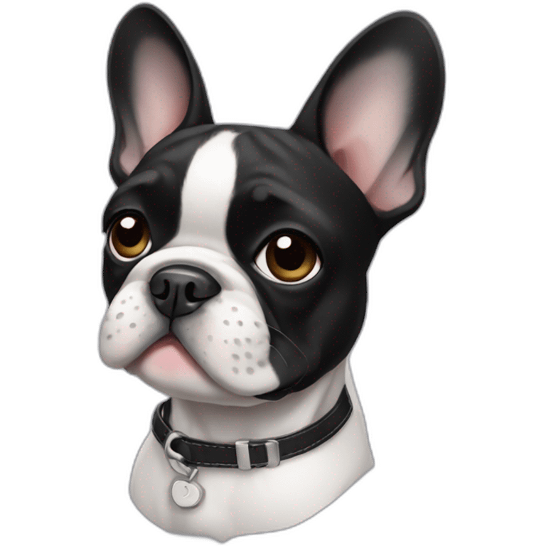 Black and white Frenchie emoji