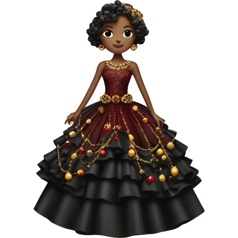 Dolce and Gabbana dark dress with colourful ornament dark red black and golden detais  emoji