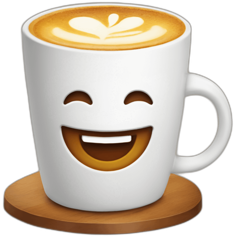 desarollador de aplicaciones feliz con una taza de cafe gigante emoji