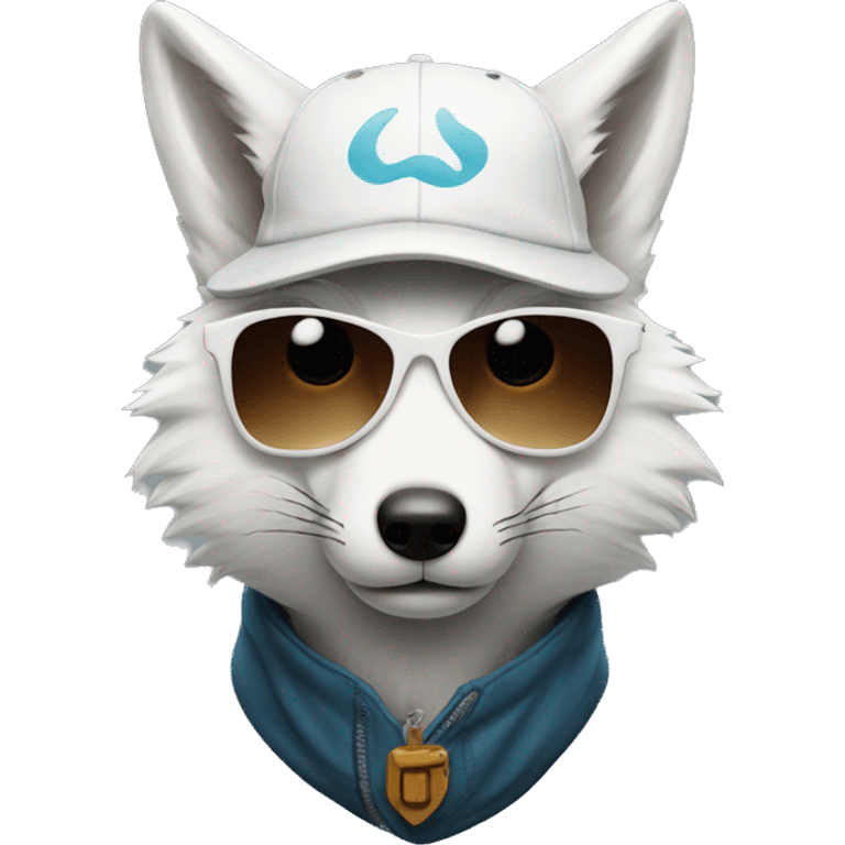 white fox with a mustache and a goatee wearing sunglasses and a cap emoji