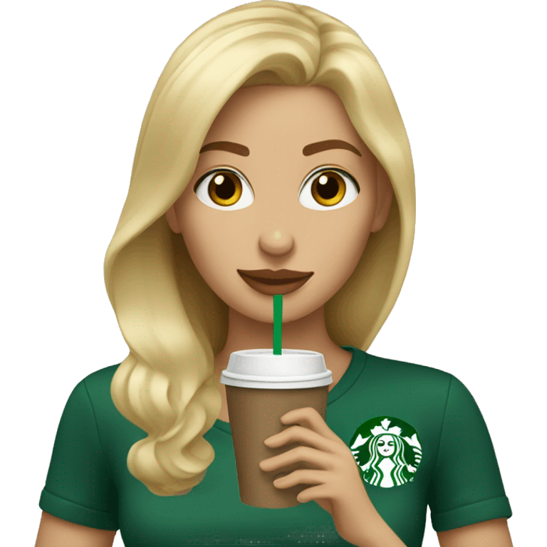 blonde girl drinking starbucks coffee emoji