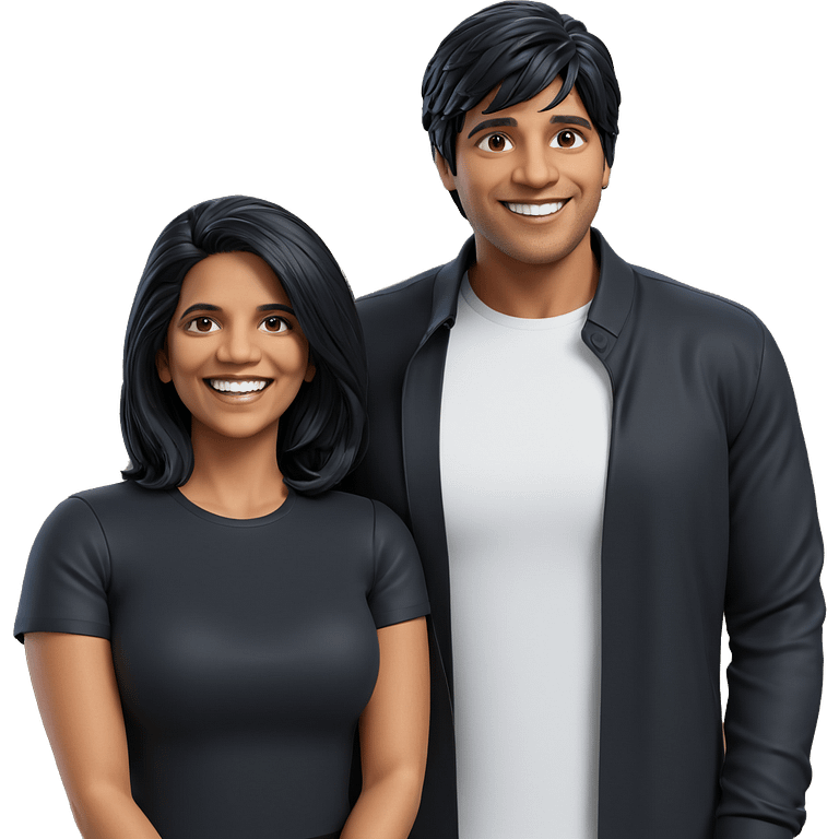 smiling couple in black attire emoji