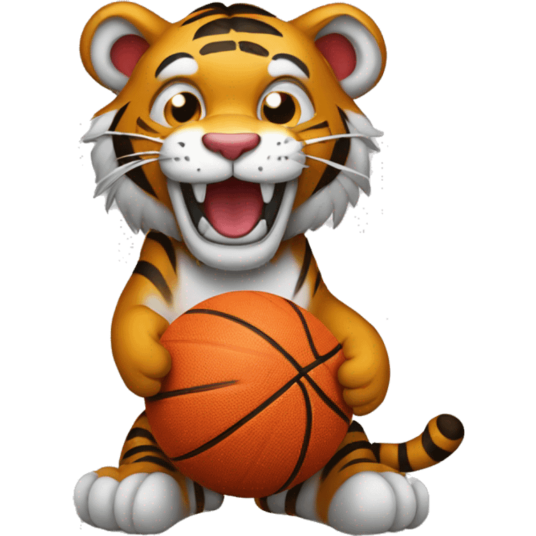 Tiger holding a basketball emoji