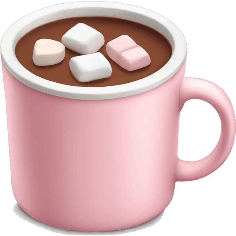 Light Pink mug of hot chocolate with marshmallows  emoji