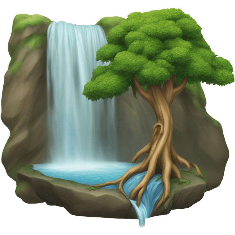 Tree in waterfall  emoji