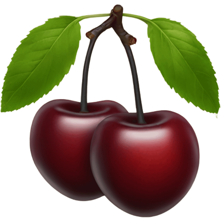 two burgundy cherries on black stem emoji