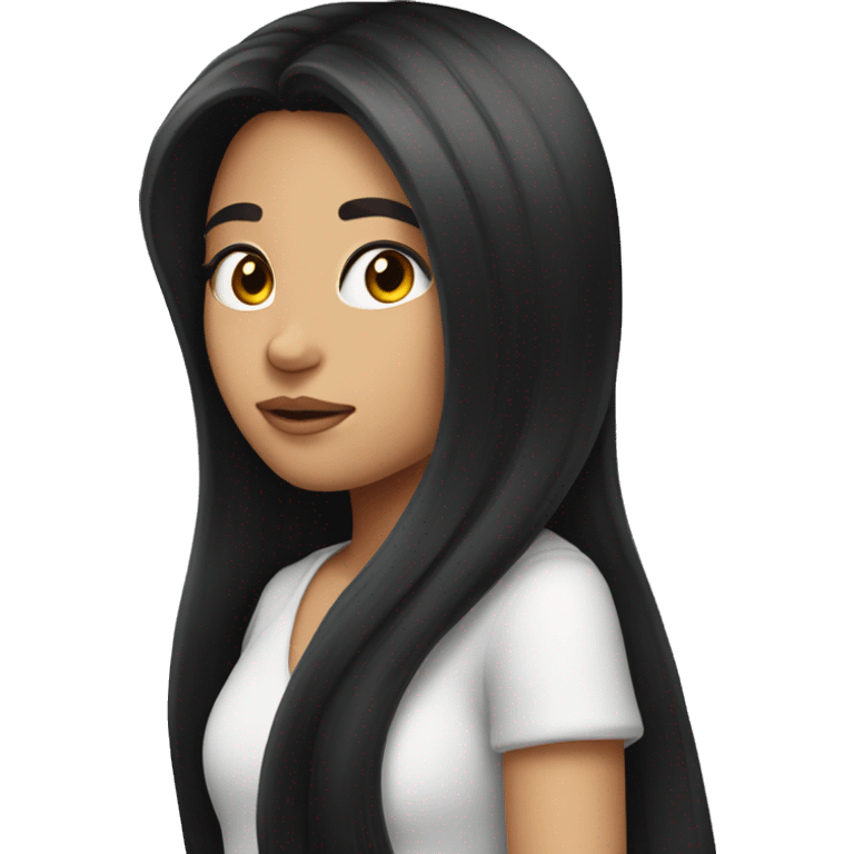 A girl with long black hair who’s really pretty emoji