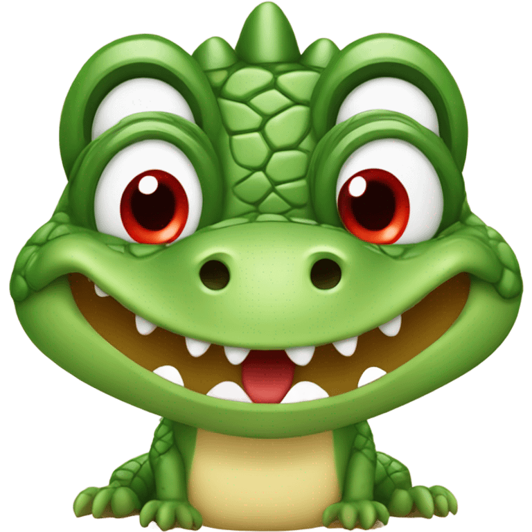 Cute Crocodile with big cute eyes with red shose emoji