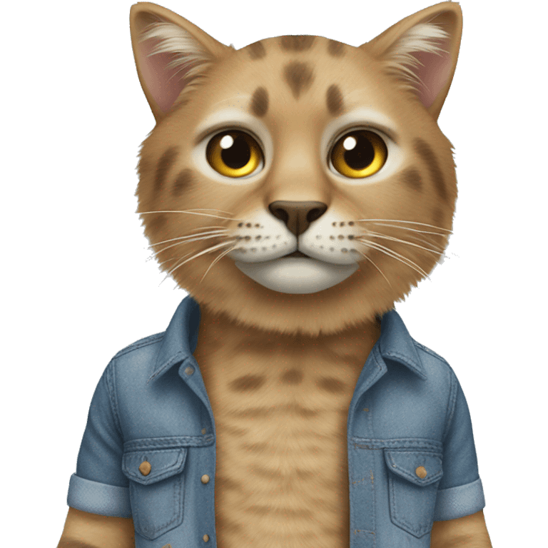 one big cat and one little cat in denim shirts emoji