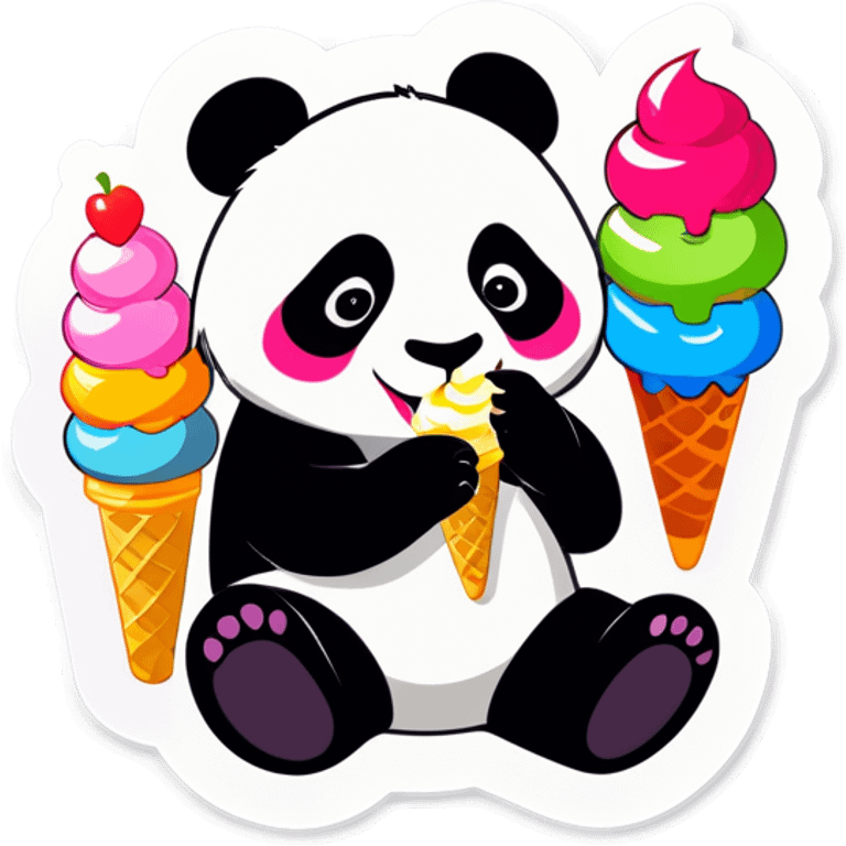 Panda eating ice cream emoji