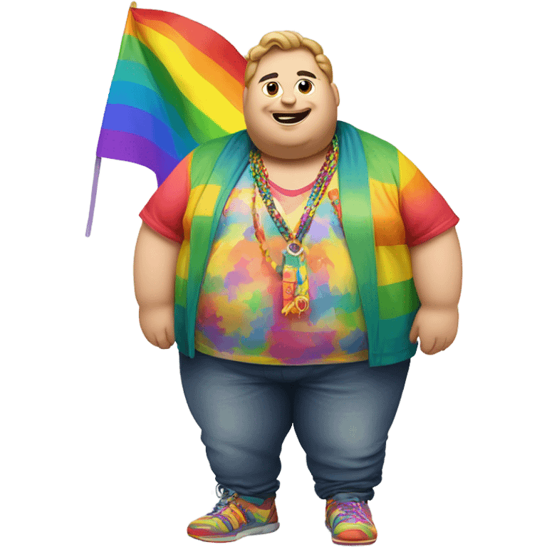 Gay pride obese man emoji