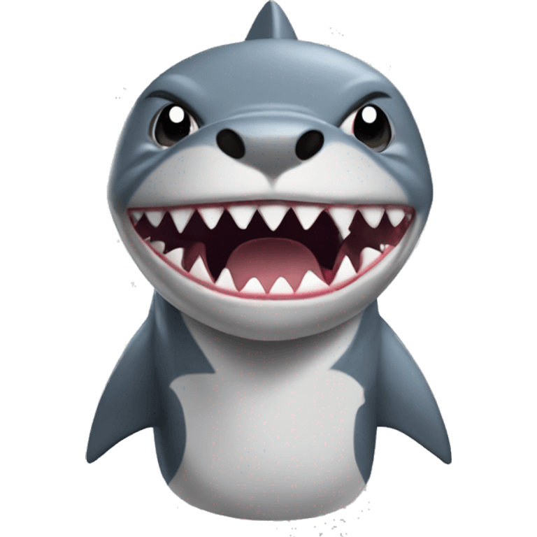 Grey staffy shark costume angry emoji