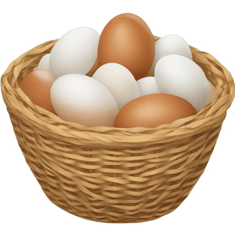 Brown basket with chicken eggs emoji