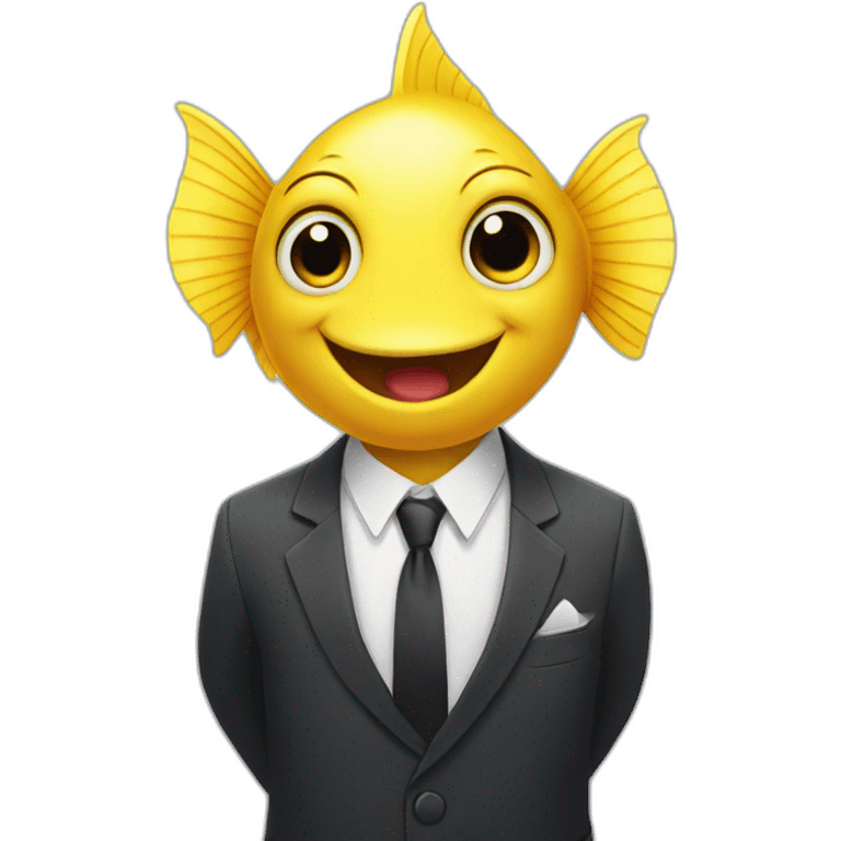 Yellow fish wearing a suit emoji