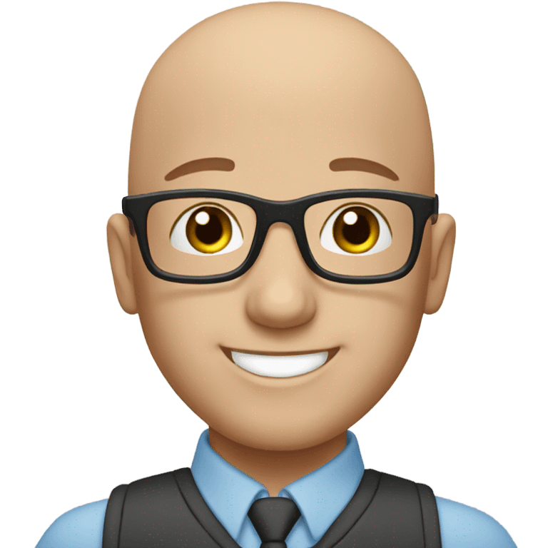 happy bald boy with glasses blue eyes emoji