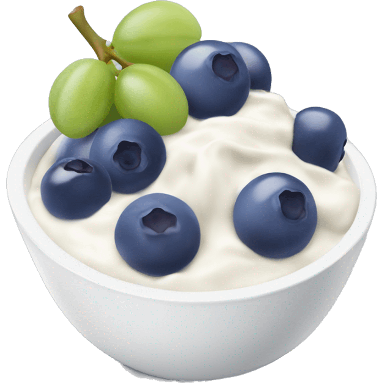 yoghurt bowl with grapes and blueberries emoji