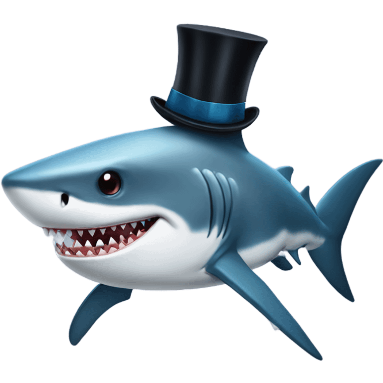 Shark with a top hat emoji