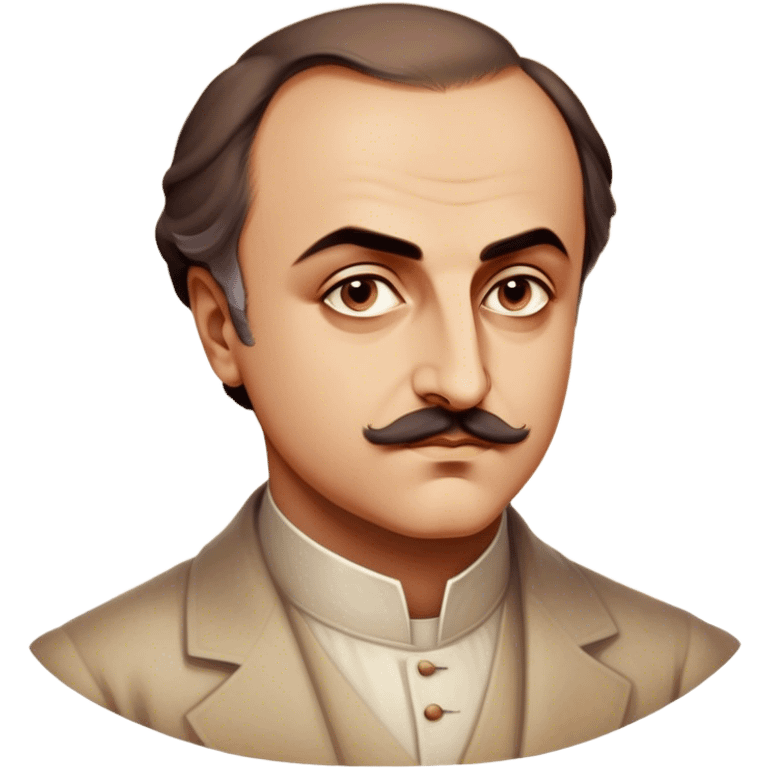 Cinematic Realistic Khalil Gibran Portrait Emoji, depicted as a poetic visionary with gentle thoughtful eyes in classic attire, rendered with soft textures and warm ethereal lighting that captures his literary spirit. emoji