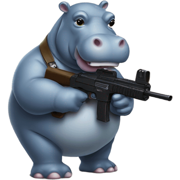 hippo with guns emoji