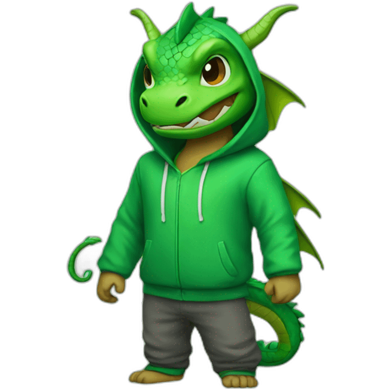 green dragon wearing hoodie emoji