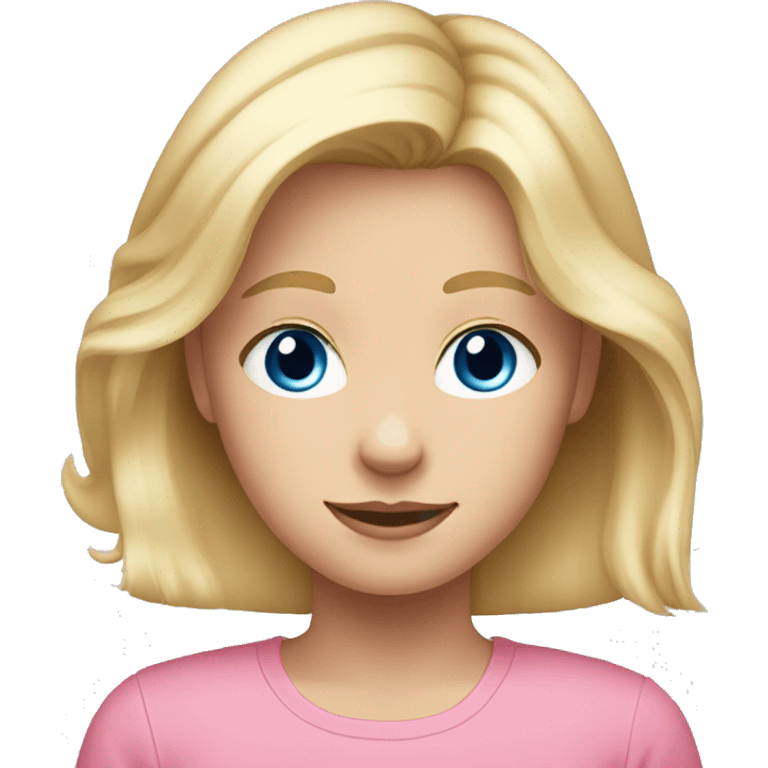 Blonde hair, blue eyes girl Age 13 hair just reaching her shoulders Wearing a pink top  emoji