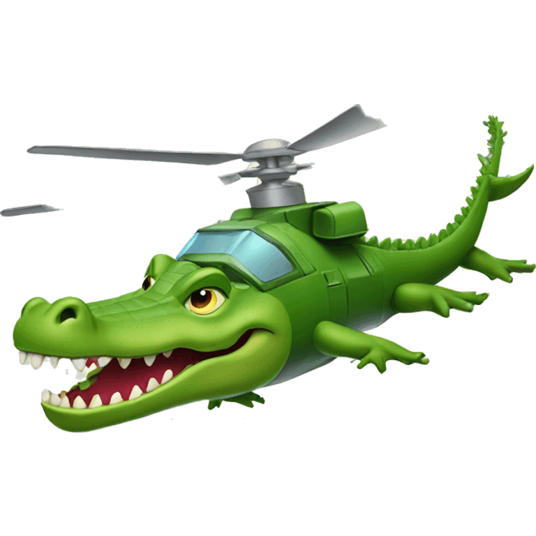 A crocodile riding in a battle helicopter  emoji