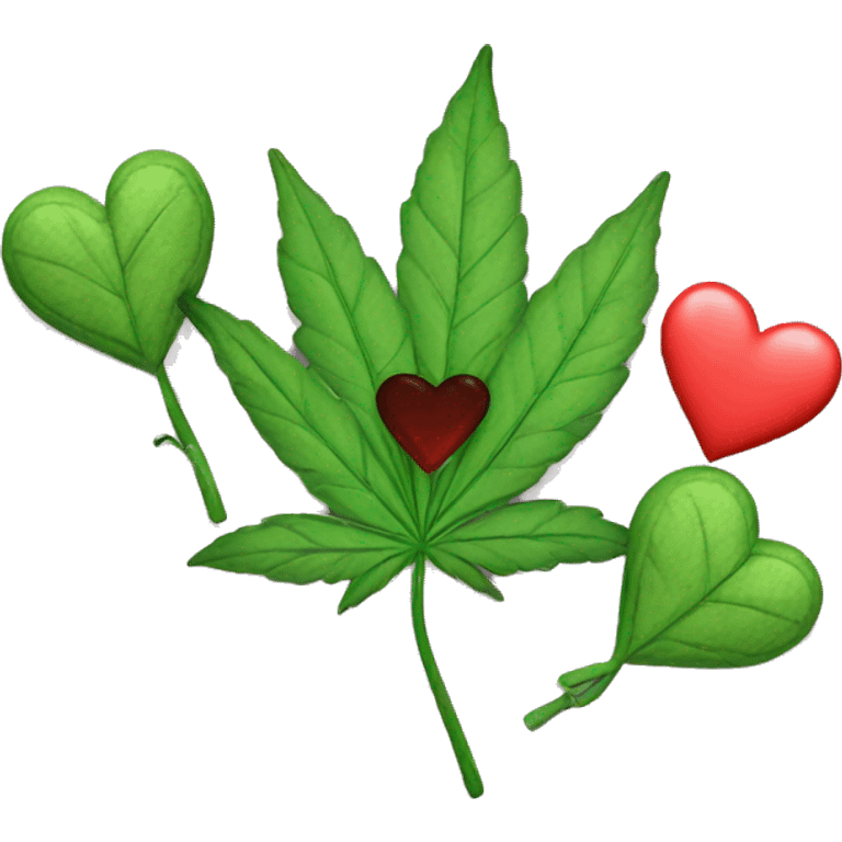 Weed and love hearts  emoji