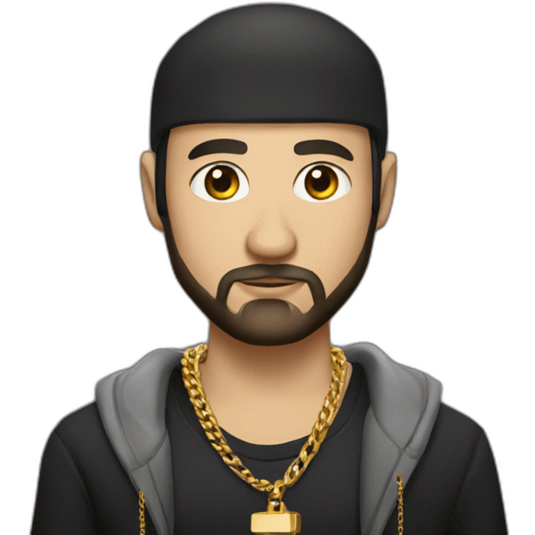 Russian male thug wearing gold chain with black short hair and short beard emoji