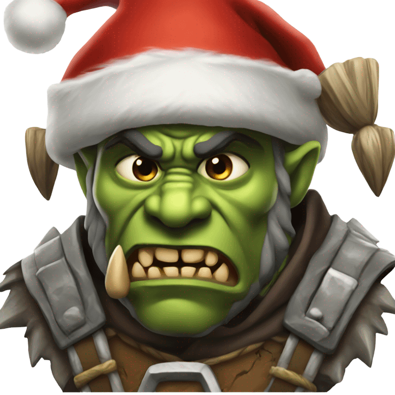 Fierce Orc ranger wearing santa hat emoji