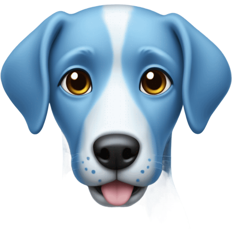 sky blue dog with darker blue spots and a dark blue nose. Her eyes are white with black pupils  emoji