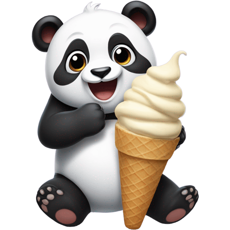 Panda eating ice cream emoji