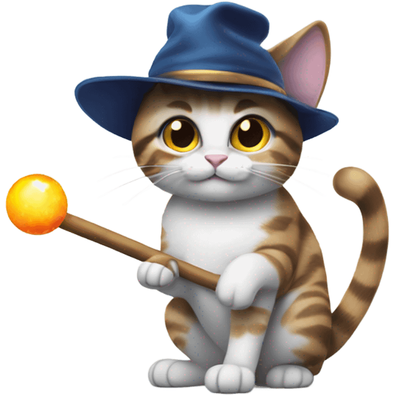 
Cat in a cap with a magic wand in its paw emoji