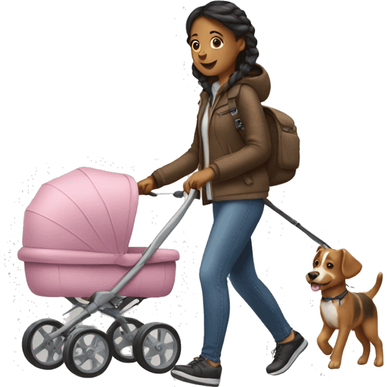 girl walking dog in a stroller emoji