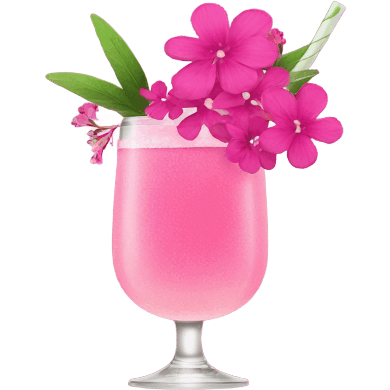 Cocktail with pink flowers emoji