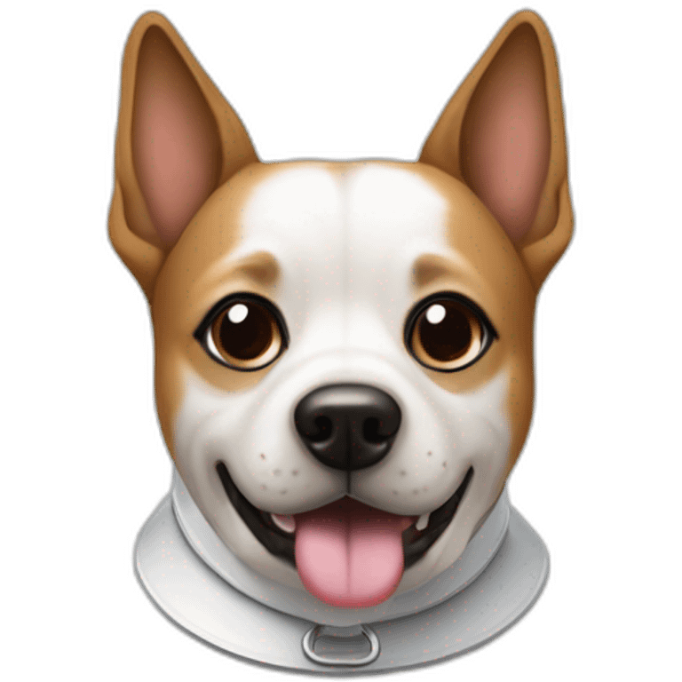 dog with a protective Elizabethan collar around neck emoji