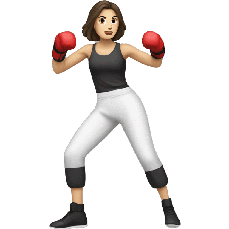 Brunette white Woman kickboxing full body emoji