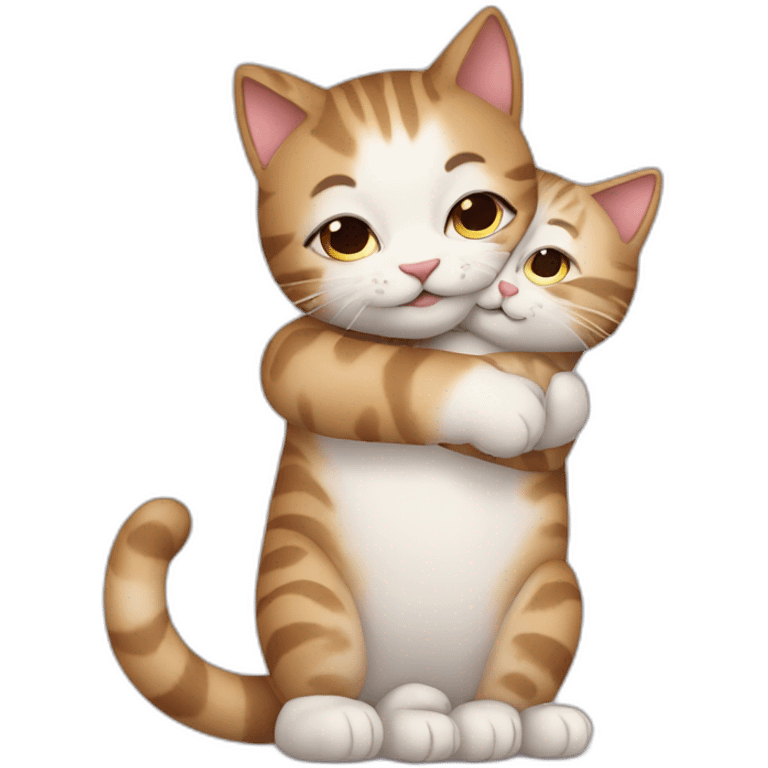 Cute cats hug emoji