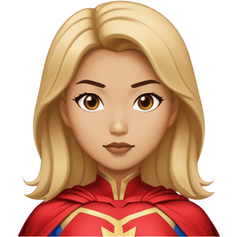 Asian superhero wife with brown and blonde hair emoji