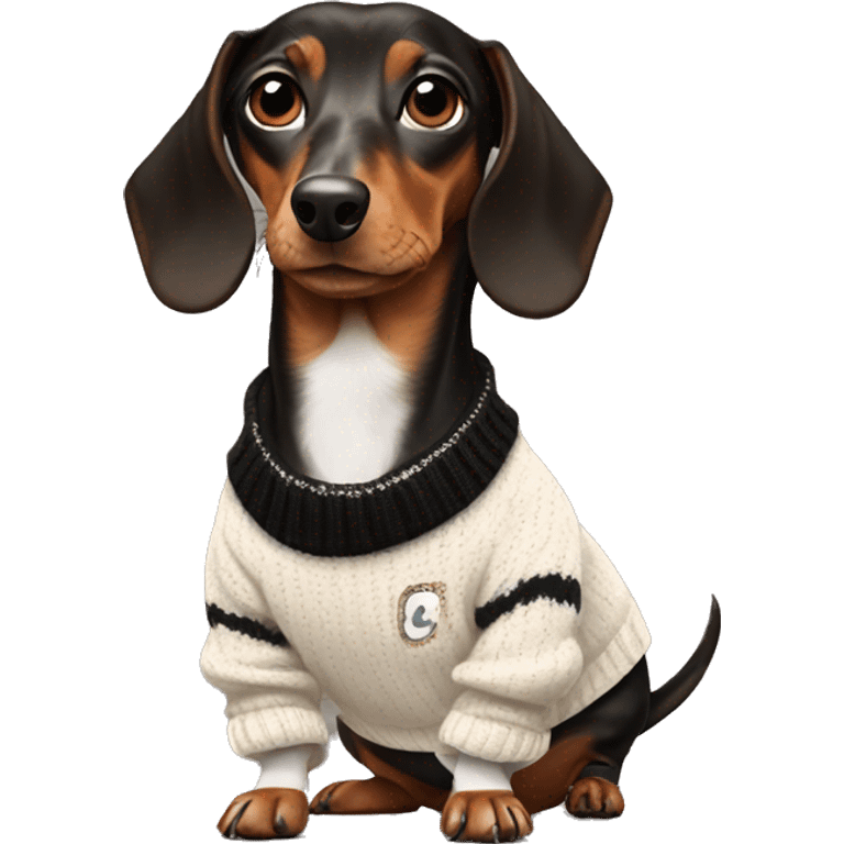 Dachshund wearing coco chanel Sweater  emoji