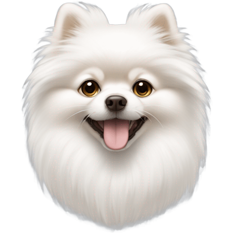 Fluffy white Pomeranian with brown ears emoji